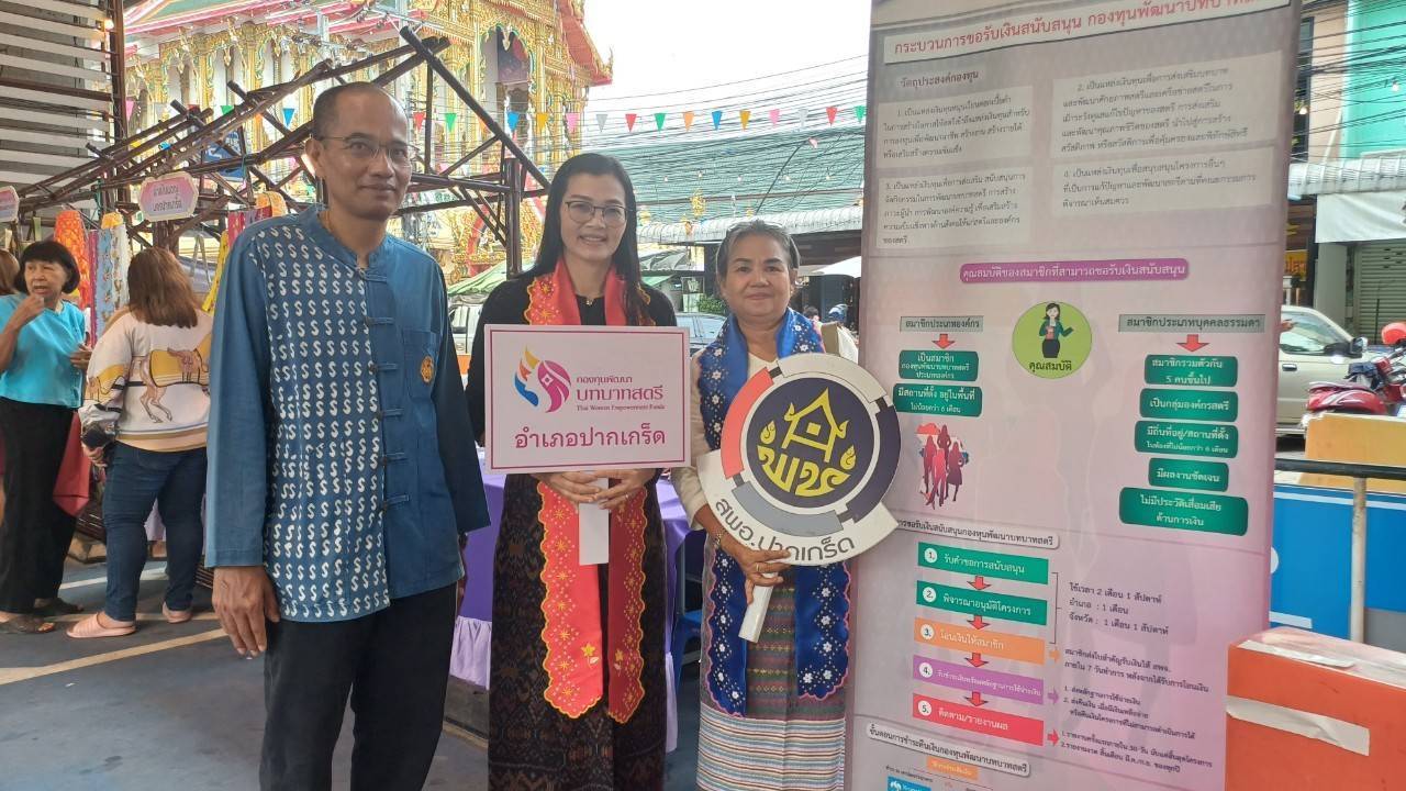 พช.ปากเกร็ด จัดบูทประชาสัมพันธ์กองทุนพัฒนาบทบาทสตรี ในงานประเพณีตักบาตรพระสงฆ์ทางเรือประจำปี2567