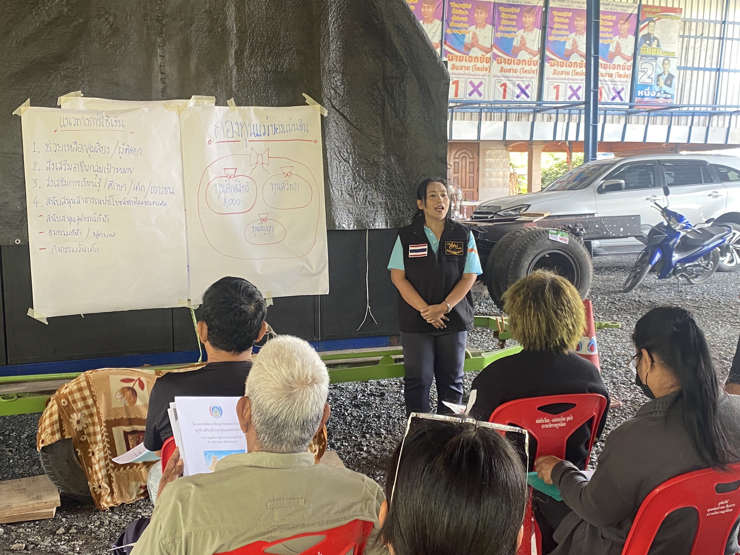 ”สพอ.ไทรน้อยลงพื้นที่ขับเคลื่อนการดำเนินโครงการพัฒนาศักยภาพคณะกรรมการหมู่บ้านต้นกล้ากองทุนแม่ของแผ่นดิน“