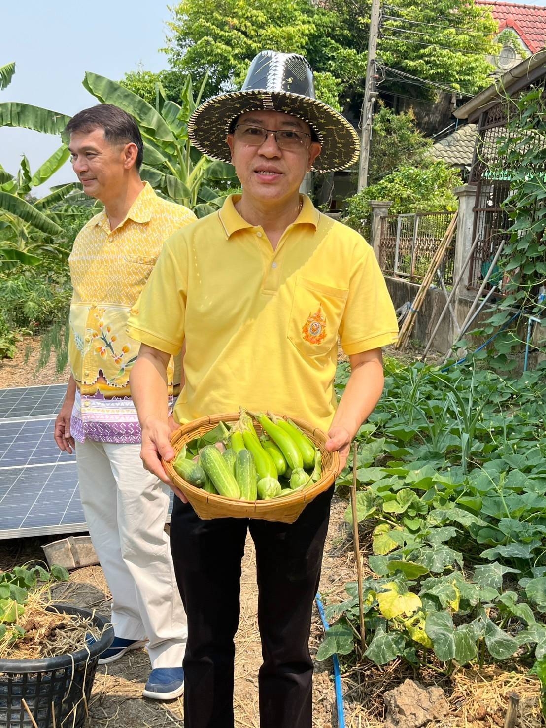 อำเภอบางกรวยร่วมกับสพอ.บางกรวยลงพื้นที่ตรวจเยี่ยมโครงการปลูกพืชผักสวนครัวของชุมชนหมู่บ้านเทพนคร หมู่ที่ 7 ตำบลมหาสวัสดิ์ อำเภอบางกรวย จังหวัดนนทบุรี